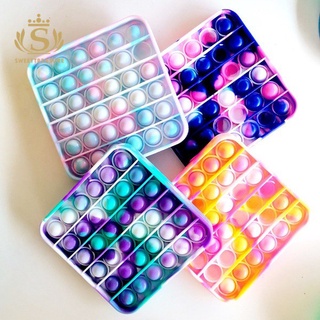 2021 New Colorful Pop It Push Bubble Fidget Toys Stress Relief Toy Antistress PopIt Soft Among Us Kids Tie Dye Gift Toy