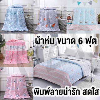 สินค้าพร้อมส่ง 6ฟุต(180*200cm) ผ้าห่มกันไรฝุ่น รุ่นบางเบาเย็นสบาย ผ้าห่มผ้าฝ้ายญี่ปุ่น ผ้านุ่มห่มสบาย ผ้าห่มนุ่มนิ่ม