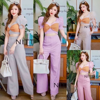 SS17267 Jumpsuit จั้มสูทขายาวเว้าหน้าท้อง