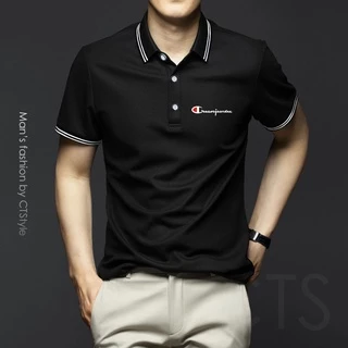สีดำ สีขาว เสื้อโปโล แขนสั้น คอปก โอเวอร์ไซซ์ สีพื้น แฟชั่นสําหรับผู้ชาย ไซซ์ M-5XLเสื้อผู้ชาย เสื้อคอปกผู้ชาย
