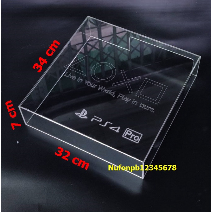 กล่องอะคริลิคใส สำหรับครอบเครื่อง Playstation 4 Pro แนวนอน สำหรับกันฝุ่น ไม่ครอบตอนเล่นนะคะ