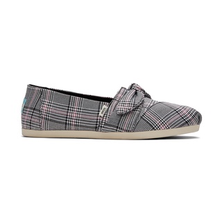 TOMS รองเท้าลำลองผู้หญิง แบบสลิปออน (Slip on) รุ่น Alpargata Seasonal Black Multi Plaid Bow (Z) รองเท้าลิขสิทธิ์แท้