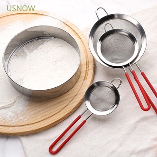 USNOW Kitchen Powder Sieve Double Layer Filter Spoon Sifting Tool Fine Mesh Stainless Steel Silicone Handle Strainer Cocoa Powder Baking Flour Sifter