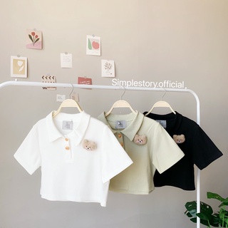 🧸เสื้อครอป น้องหมี 🧸กระดุมขนมปัง น่ารักมากๆ