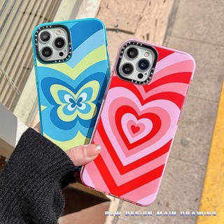 Casetify เคสโทรศัพท์มือถือแบบนิ่ม ใส กันกระแทก ลายผีเสื้อสีฟ้า ชมพู สร้างสรรค์ สําหรับ iPhone 14 13 12 11 Pro MAX XR IX XS MAX SE2 6 6s 7 8 Plus