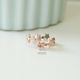 Lucky Star Ring แหวนนพเก้า แหวนพลอยเสริมดวง แหวนดาวนพเก้า แหวนเงินแท้ 925 ฝังพลอยแท้ by Montra Jewelry