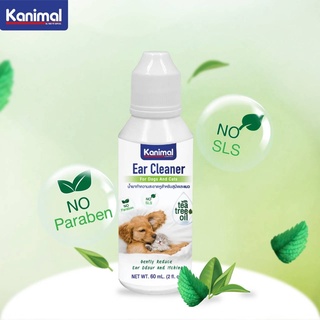 Kanimal Ear Cleaner น้ำยาเช็ดหูสำหรับสัตว์เลี้ยง สูตรอ่อนโยน ลดการอักเสบ 60 ml