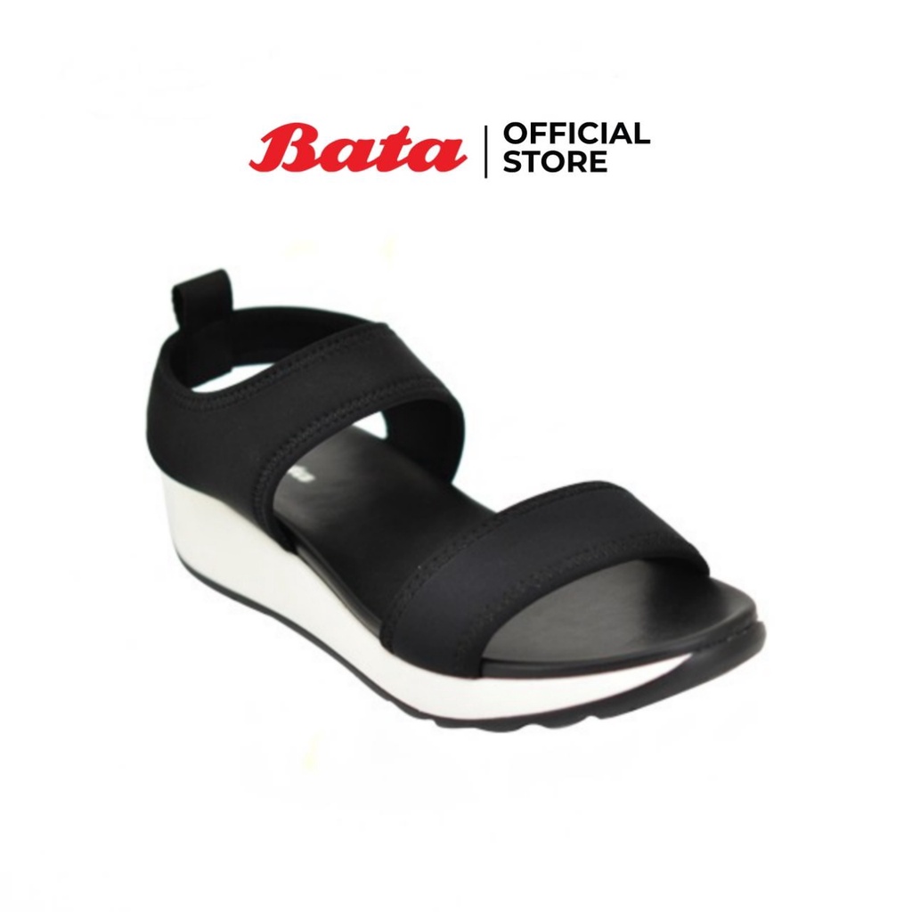Bata LADIES SANDAL CONTEMP รองเท้าแตะลำลองสตรี แบบสวม รัดส้น สีดำ รหัส 6616655