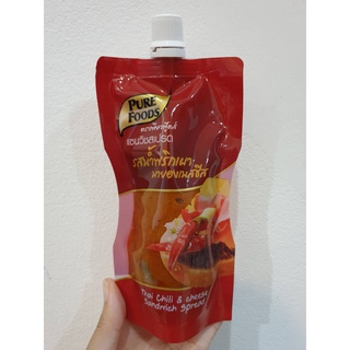 พร้อมส่ง !! ตราเพียวฟู้ดส์ แซนวิชสเปรด รสน้ำพริกเผามายองเนสชีส ขนาด130 กรัม