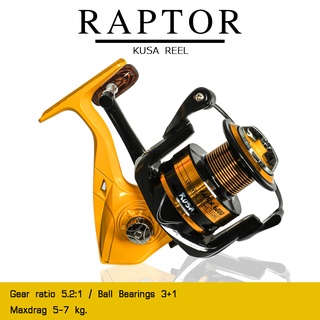 อุปกรณ์ตกปลา KUSA รอก - รุ่น RAPTOR (YELLOW) (สีเหลือง) รอกสปินนิ่ง รอกตกปลา spinning