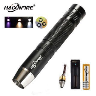 Haixnfire SV310 ไฟฉาย UV 365nm 5W แสงสีเหลืองอําพัน สีม่วงมรกต