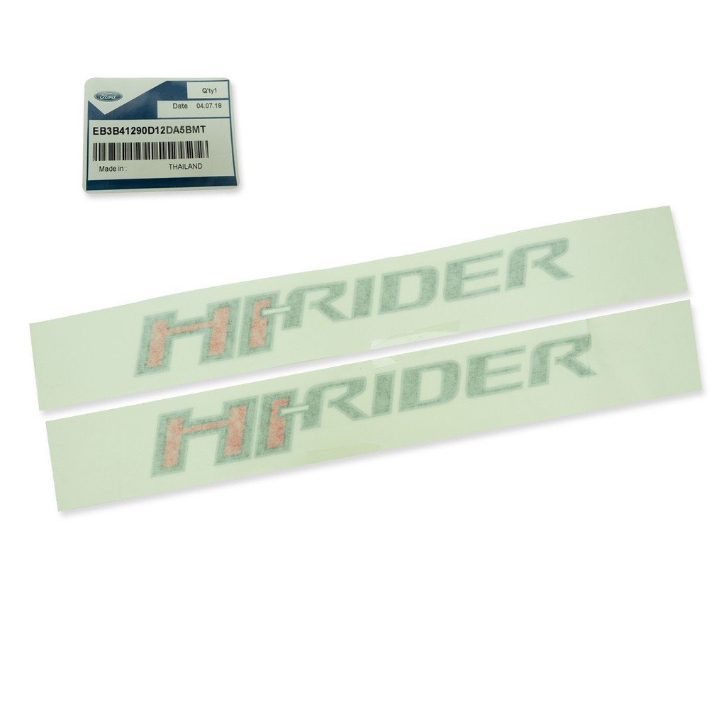 สติ๊กเกอร์ Sticker "HI-RIDER" 2 ชิ้น ซ้าย+ขวา ของแท้ ฟอร์ด แรนเจอร์ สีเทา+แดง สำหรับ Ford Ranger ปี 2015-2018