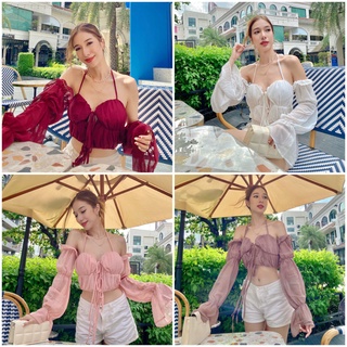 no.212 เสื้อชีฟอง คล้องคอ หลังสม๊อก รุ่นนี้ทรงใหญ่นิดนึงนะคะ นางแบบ อก32 แต่เสื้อเหมาะกับคน 34-36 เลยยย  แต่น่ารักมากกๆๆ