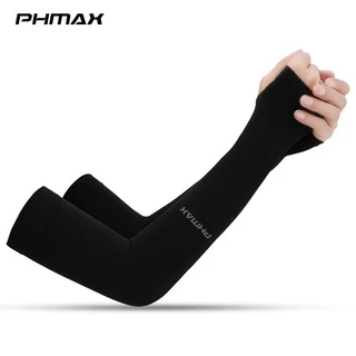 PHMAX ขี่จักรยานแขนน้ําแข็งผ้าระบายอากาศป้องกันรังสียูวีวิ่งแขนแขนฟิตเนสบาสเกตบอลข้อศอก เบาะ