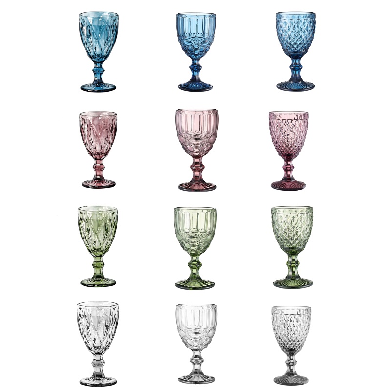 Oke แก้วไวน์สี Goblet รูปแบบวินเทจนูน Goblets สําหรับงานแต่งงาน