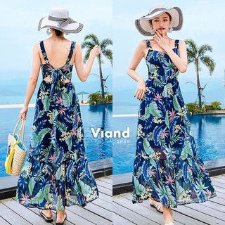 maxi สายเดี่ยว แหวกหน้า เดินชายทะเลสวยๆ