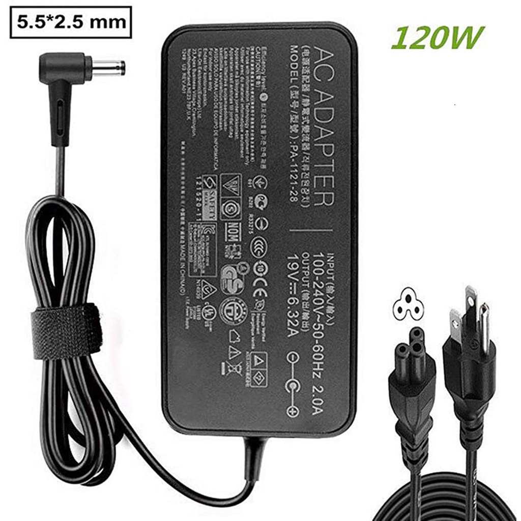 ใหม่ 19V 6.32A 120W แล็ปท็อปอะแดปเตอร์ A15-120P1A PA-1121-28 AC Power Charger สําหรับ Asus FX504 UX5