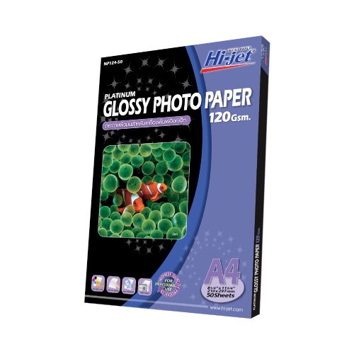 Hi-jet กระดาษโฟโต้ ผิวมัน Inkjet Platinum Glossy Photo Paper 120 แกรม ...