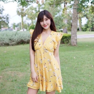 ชุดเดรสชีฟองลายดอกไม้