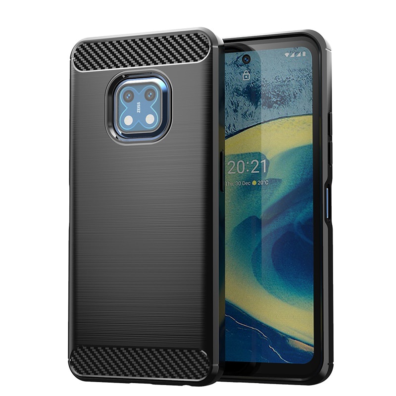 Nokia XR20 CasesShock Absorption Cover Soft TPU Anti Scratch คาร์บอนไฟเบอร์กลับซิลิโคนสําหรับ Nokia 
