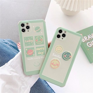 🚛พร้อมส่งจากไทย🍒🔅เคสหนังลาย lucky เขียว / เคสหนังลาย smile เขียว 📱i7,7+,8,8+,x,xs,xr,xsmax,11,11pro,11promax,SE2