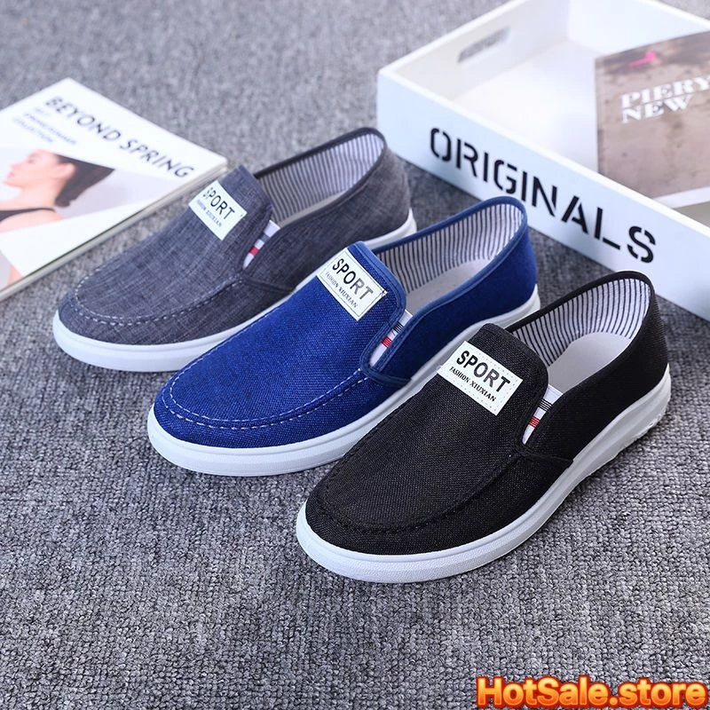 ส่งเร็ว🚚3สี รองเท้าผู้ชาย แฟชั่น 39-44 ดำ/เทา สลิปออน นำเข้า ราคาถุก ผ้า ไม่มีเชือก B-030