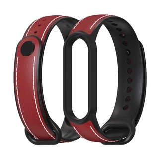 Mijobs สําหรับ Amazfit Band 5 Xiaomi Mi Band 5 6 สายนาฬิกาข้อมือ สร้อยข้อมือ สายหนัง TPU สายสมาร์ทวอทช์