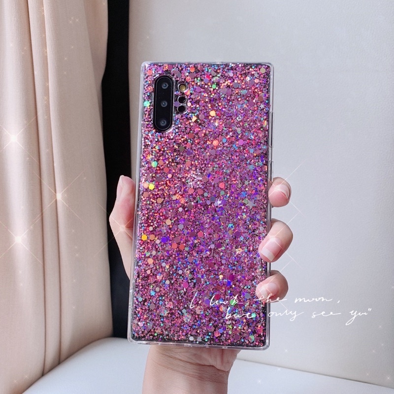 เคสกลิตเตอร์ชมพู สีหวาน  i13 pro max s22 ultra note20 a53 a73 reno7 v23 เคสกันกระแทก