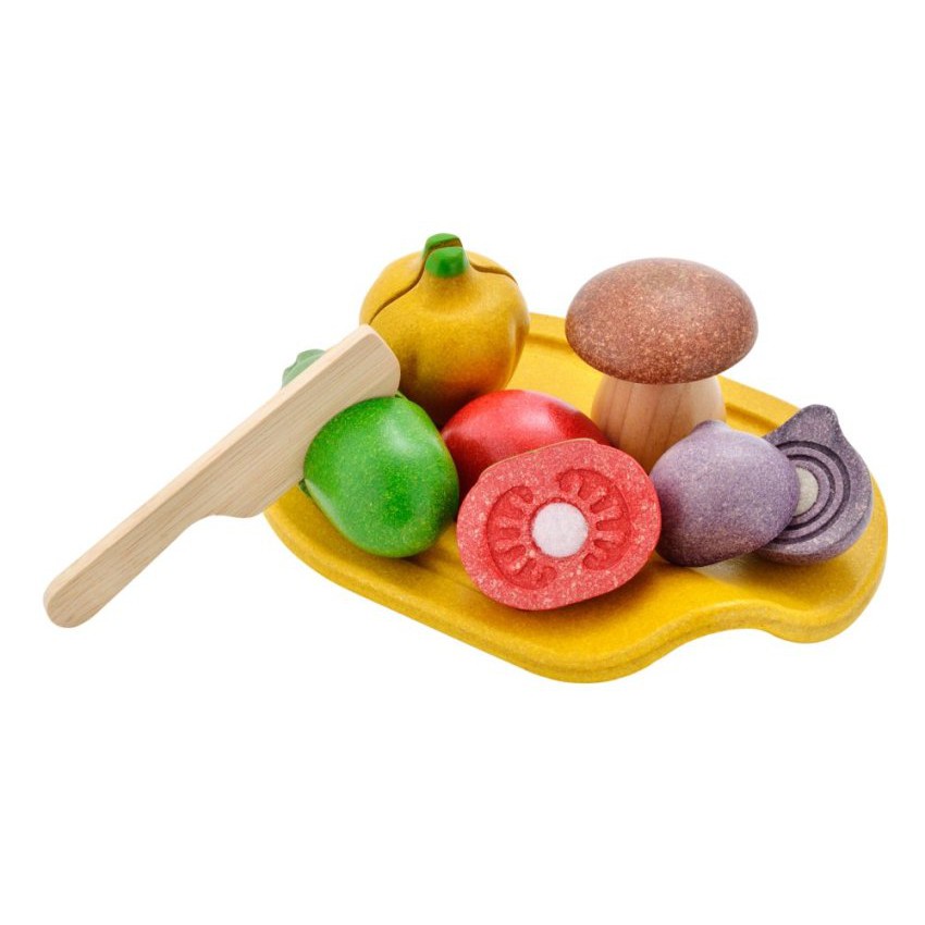 PlanToys ของเล่นไม้ 3601 Assorted Vegetables Set ชุดหั่นผัก เสริมพัฒนาการ สำหรับเด็กอายุ 18 เดือน ขึ้นไป