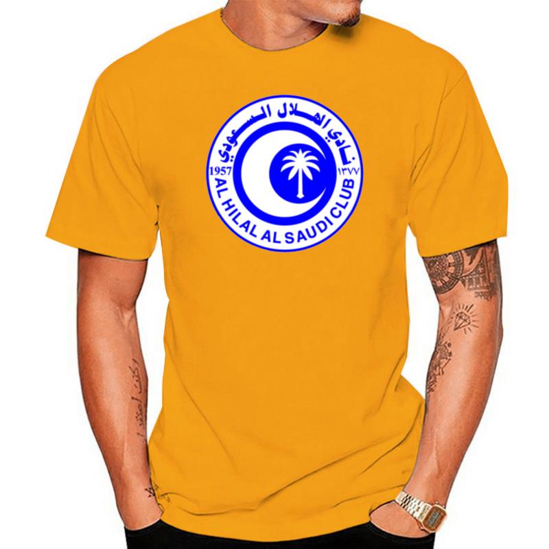 เสื้อยืดแขนสั้น ผ้าฝ้าย 100% พิมพ์ลายทีม Alhilal Saudi แฟชั่นสําหรับผู้ชายS-5XL