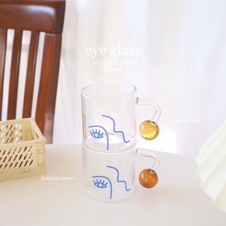 แก้วใส eye glass หูจับลูกบอล เกาหลี คาเฟ่ faryheyz