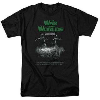 [S-5XL] เสื้อยืด พิมพ์ลายโปสเตอร์ War of the Worlds Attack Licensed Sci-Fi สีดํา สไตล์เรโทรคลาสสิก IJkefb67LNhdji31