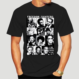 เสื้อยืดผ้าฝ้ายพิมพ์ลายขายดี เสื้อยืด ลาย Angela Davis Malcolm X Huey P Newton Garvey 2777X สีดํา