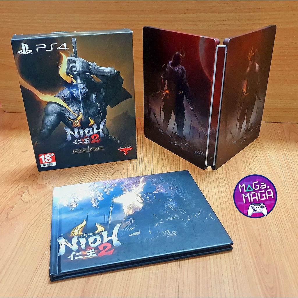 [มือ2] แผ่นเกมส์ ps4 Nioh2 เซ็ต กล่องแหล็ก+ Art book สภาพดี