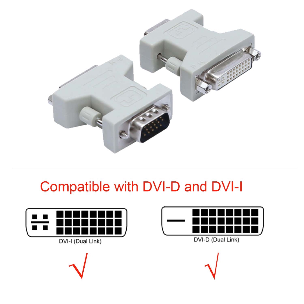 ใหม่ DVI Female เป็น VGA Male Adapter DVI-D 24+1 DVI-I 24+5 Dual Link Converter