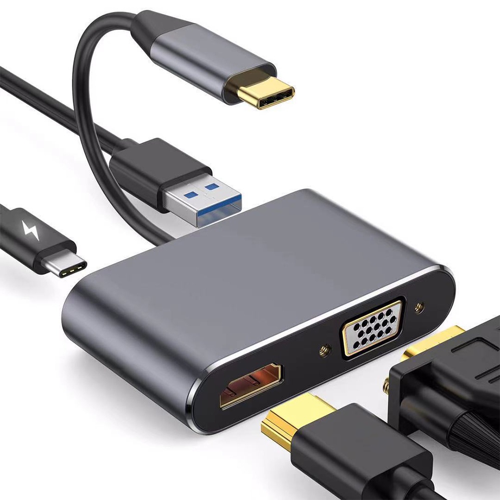 Durable Portable Laptop Stable Signal 4 Ports TV Projector Strong Compatibility HD VGA Mice Keyboard HUB Adapter #5