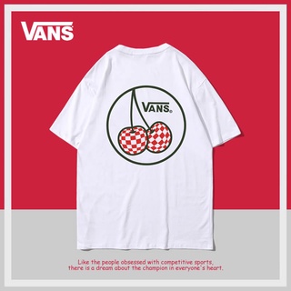 Vans Vance checkerboard เสื้อยืดคอกลม แขนสั้น ผ้าฝ้าย ทรงหลวม สีพื้น แฟชั่นฤดูร้อน สําหรับผู้ชาย และผู้หญิง