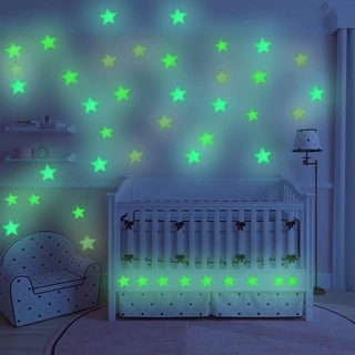 3 ซม.3D ดาวเรืองแสงใน Dark Luminous Fluorescent สติ๊กเกอร์ติดผนัง Luminous Patch เด็กตกแต่งห้องนอน