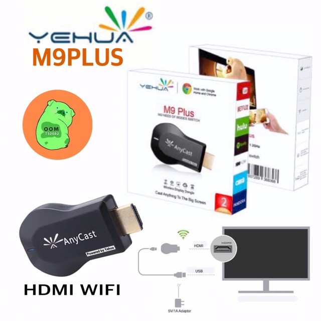 Anycast  YEHUA M9 Plus HDMI WIFI Display ไม่ต้องลงแอพ HDTV ต่อมือถือไปทีวี รองรับ iOS 11 ของแท้💯%