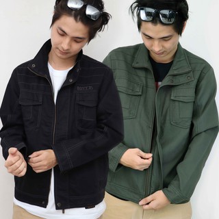 BOVYJNS- JACKET เสื้อแจ็คเก็ตคอปีนสีดำและสีเขียว 7152