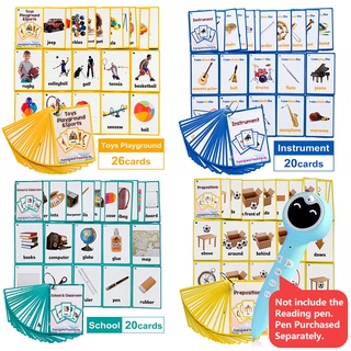 ของเล่น / สนามเด็กเล่น / กีฬาเครื่องดนตรีของโรงเรียน Prepostions Flash Card บัตรองค์ความรู้ให้เด็กเรียนรู้บัตรคำภาษาอังกฤษ Smart Reading Pen