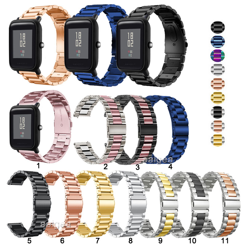 สายนาฬิกาข้อมือ สเตนเลส สําหรับ Huami Amazfit Bip 3 Lite S U Pro GTS GTS2 GTS 2e GTS2 mini GTS3 GTS4