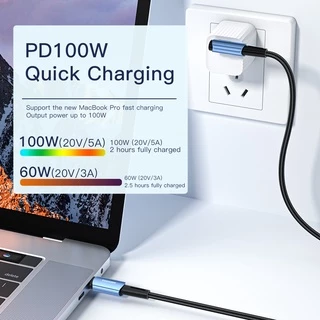 Essager 100W/60W ประเภท c ถึงพิมพ ์ c สายชาร ์ จเร ็ วสายเคเบิลข ้ อศอกข ้ อมูลรองรับ PD QC 4.0