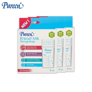 ถุงเก็บน้ำนมเพียวรีน ขนาด 8ออนซ์ 50 ถุง pureen breast milk storage bags