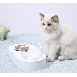 #P071 Pet bowls ชามอาหารสัตว์เลี้ยง ชามปรับองศา สำหรับให้อาหารแมวและสุนัข