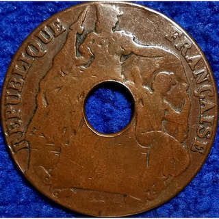 เหรียญ​ French Indo​china (ฝรั่งเศส), 1 Cent, #​1816L, ใช้แล้ว