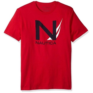 [S-5XL]Nautica เสื้อยืดลําลอง แขนสั้น คอกลม พิมพ์ลาย ทรงหลวม คุณภาพสูง สําหรับผู้ชาย พลัสไซซ์