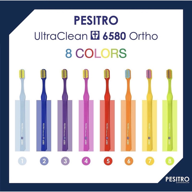 แปรงสีฟัน Pesitro สีสันสดใส ขนหนานุ่ม - รุ่นจัดฟัน