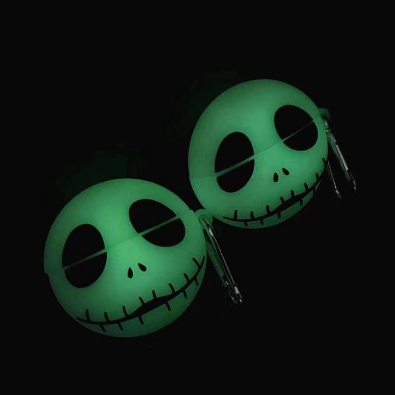 สําหรับ AirPods 1 2 3 Pro เคสหูฟังบลูทูธ ลายการ์ตูนกะโหลกเรืองแสง แบบนิ่ม