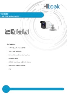 กล้องวงจรปิด Hi-Look ความละเอียด 2 ล้าน (1080P) THC-B120-M